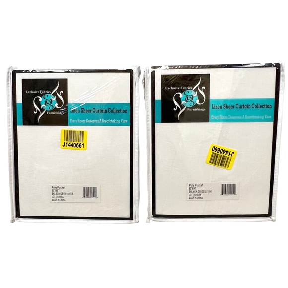 Exclusive Fabrics & Furnishings white linen curtain panels 50X96 set of 2 - Picture 1 of 10